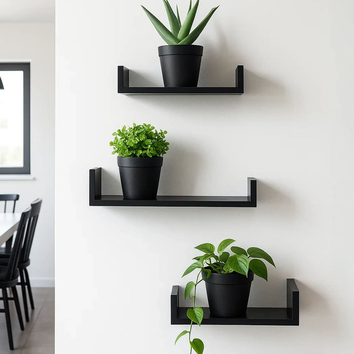 Set de Repisa, 3 pzas, Color Negro