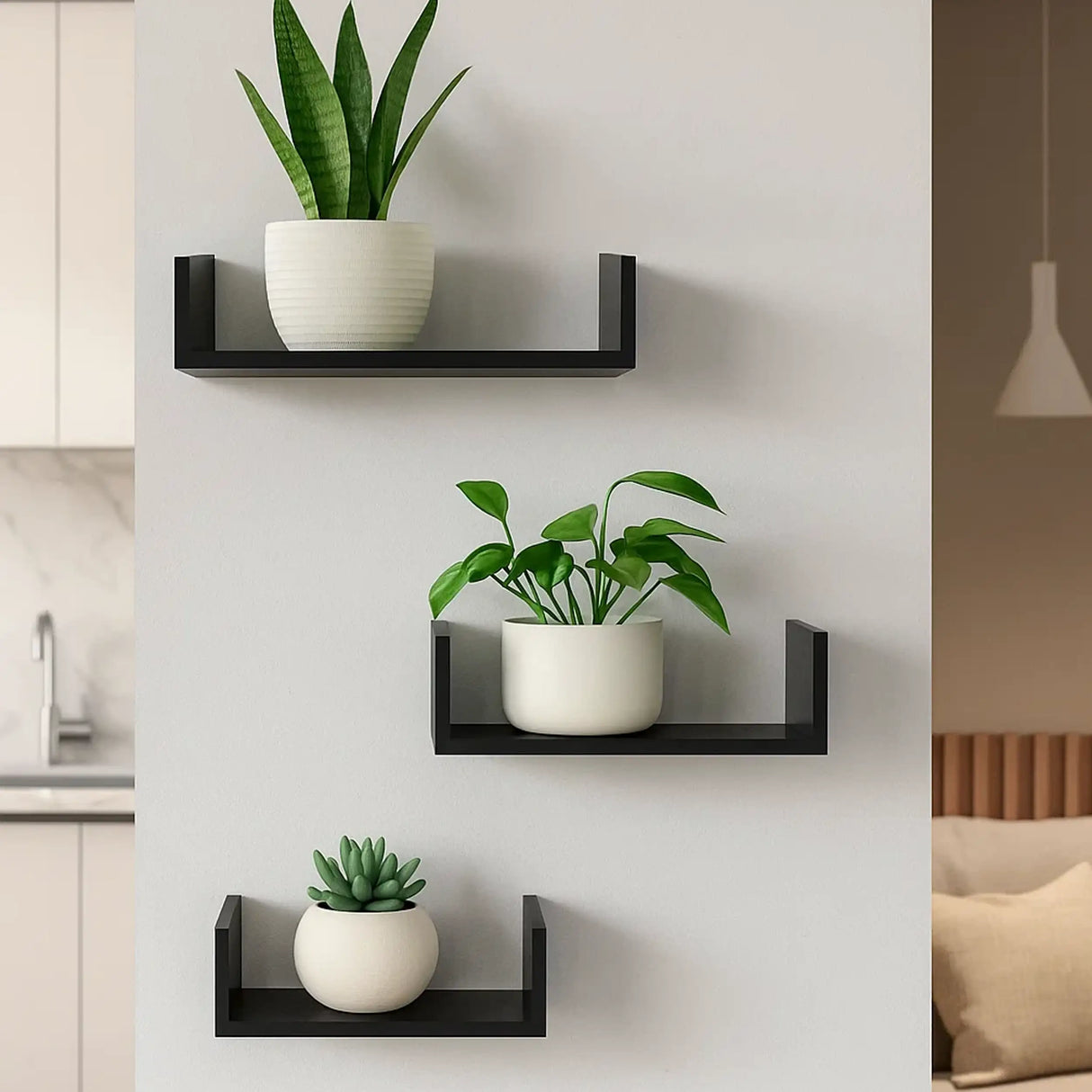 Set de Repisa, 3 pzas, Color Negro