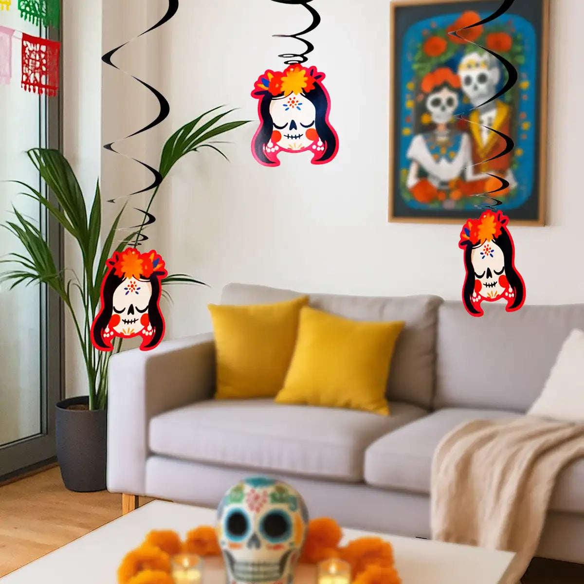 Catrina, Decoraciones Colgantes con Espiral, 3 pzas