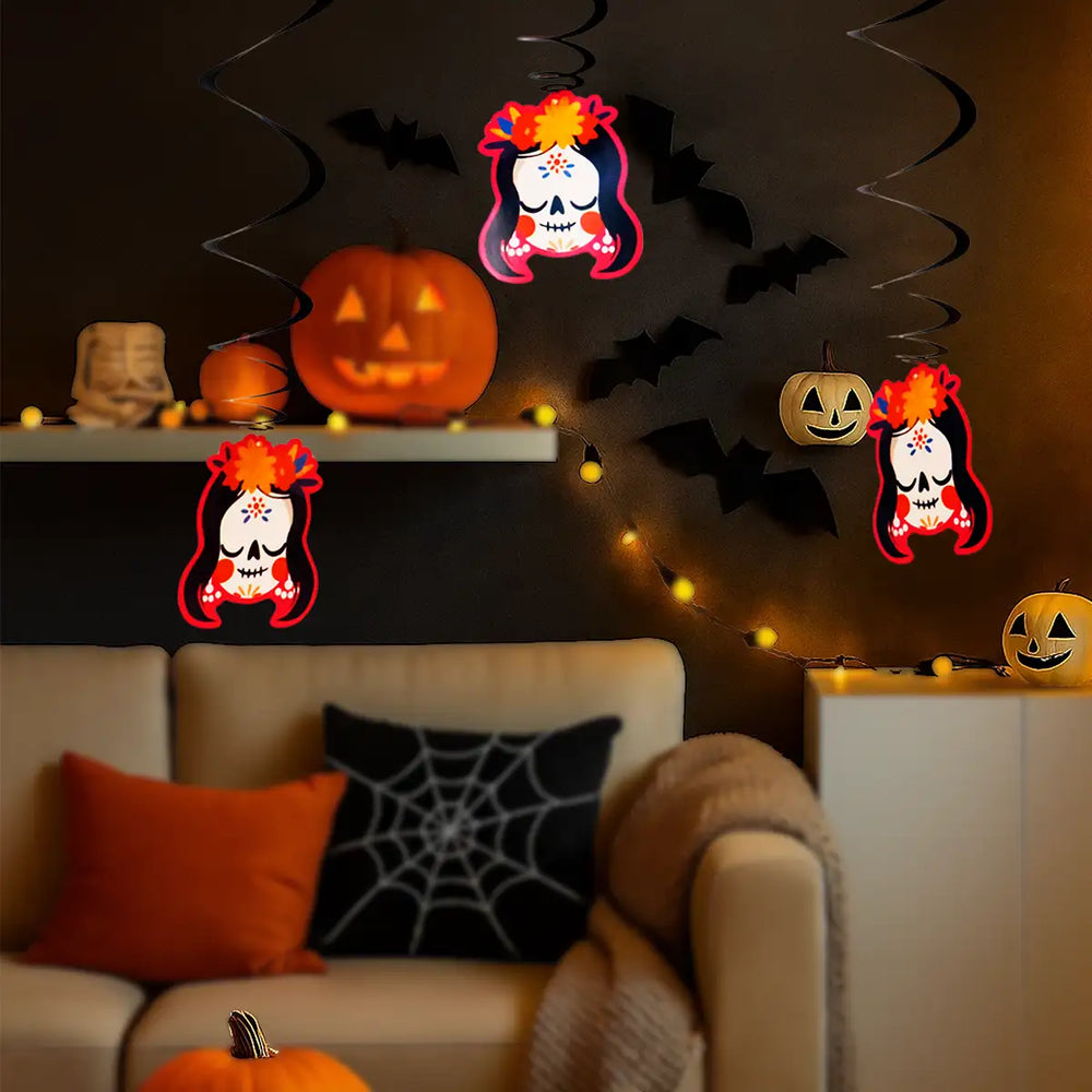 Catrina, Decoraciones Colgantes con Espiral, 3 pzas