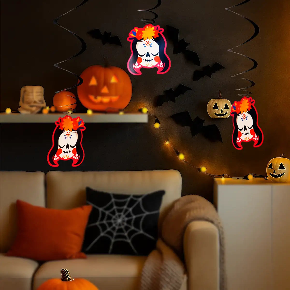 Catrina, Decoraciones Colgantes con Espiral, 3 pzas