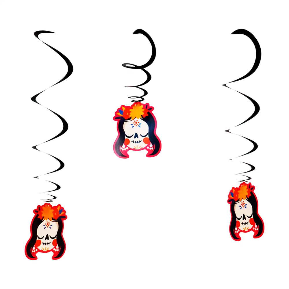 Catrina, Decoraciones Colgantes con Espiral, 3 pzas