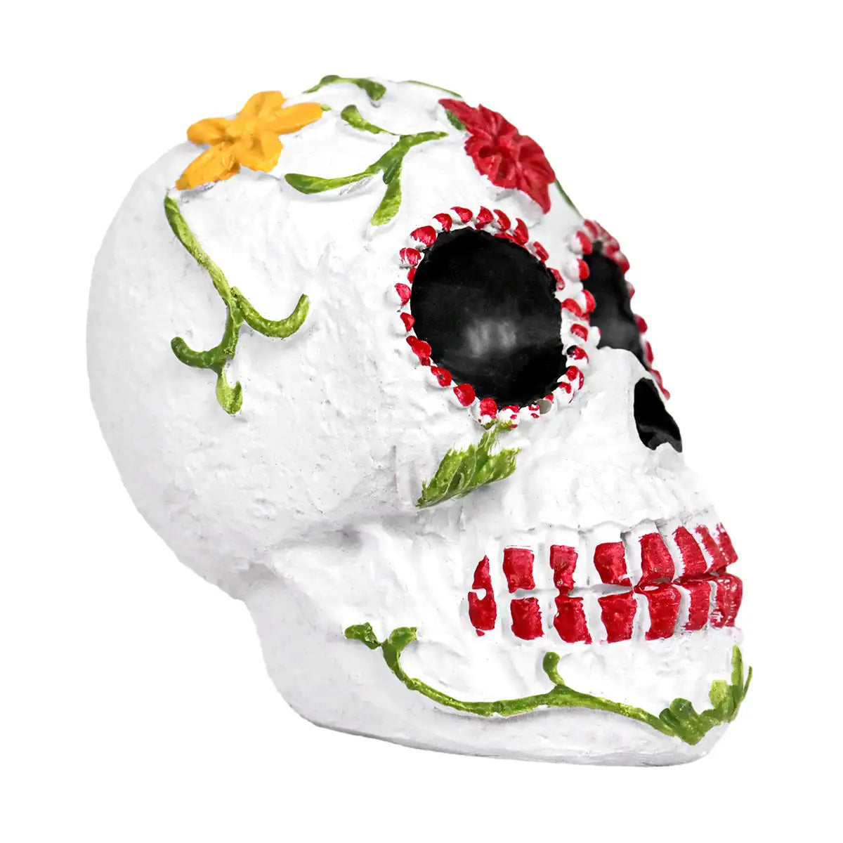 Cráneo, Figura de Cerámica, Flores, Colores