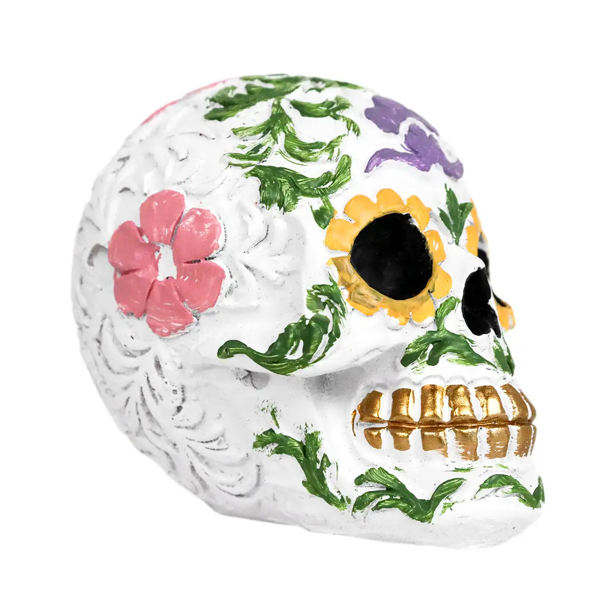 Cráneo, Figura de Cerámica, Flores