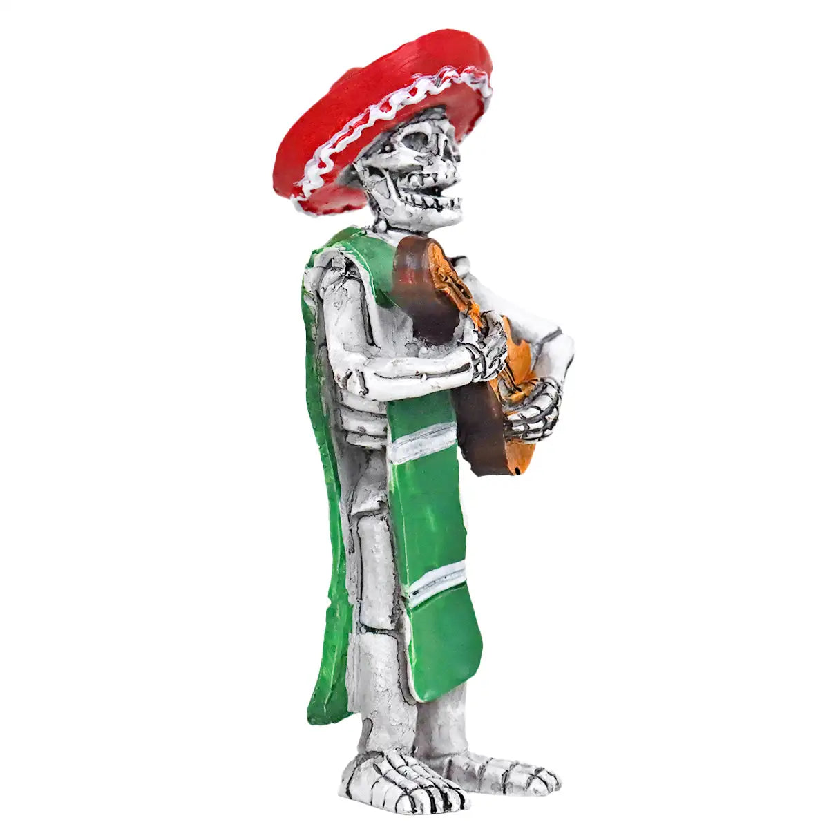 Esqueleto de Guitarrista, Figura de Cerámica, Color Rojo