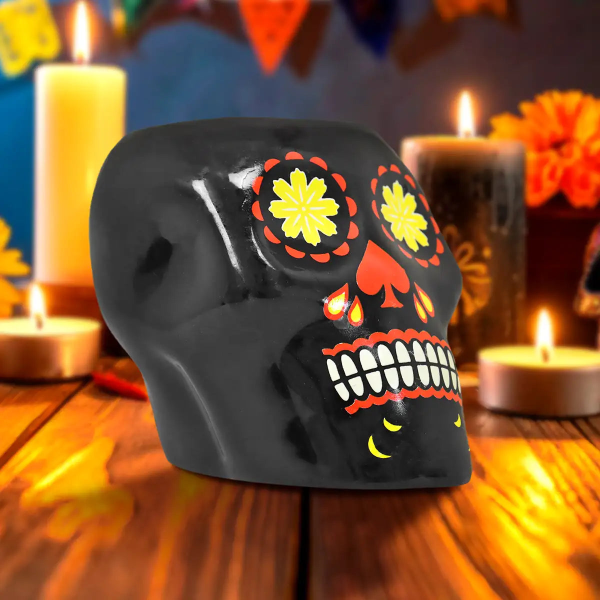 Cráneo, Portavela, Flores Amarillas