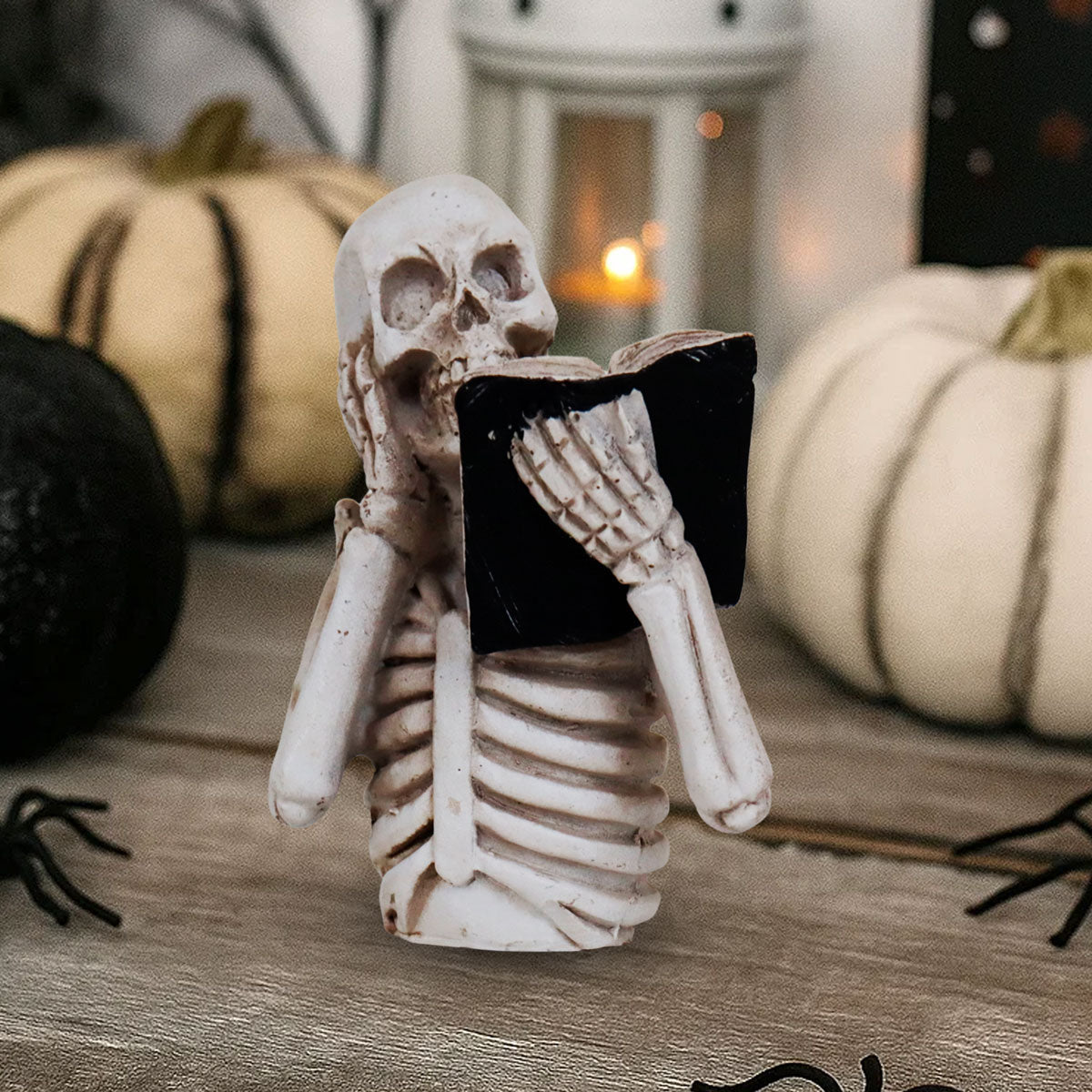 Esqueleto Leyendo Sorprendido, Figura de Cerámica, Halloween