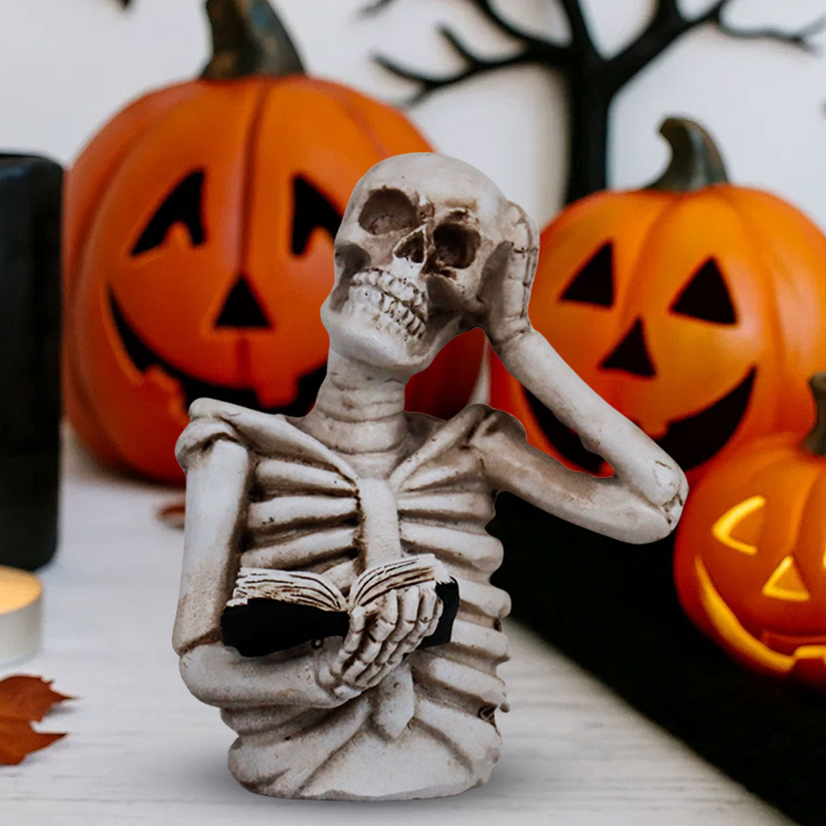Esqueleto Pensando, Figura de Cerámica, Halloween