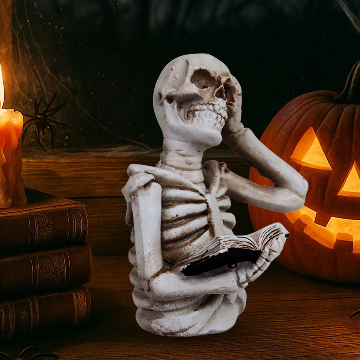 Esqueleto Pensando, Figura de Cerámica, Halloween