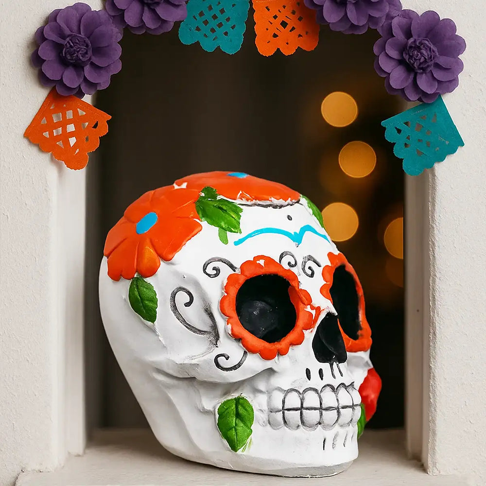 Catrina, Flores, Figura de Cerámica