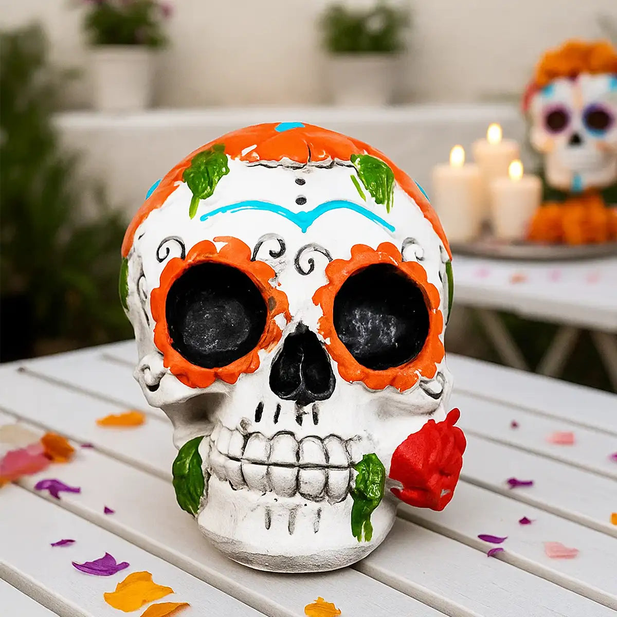 Catrina, Flores, Figura de Cerámica