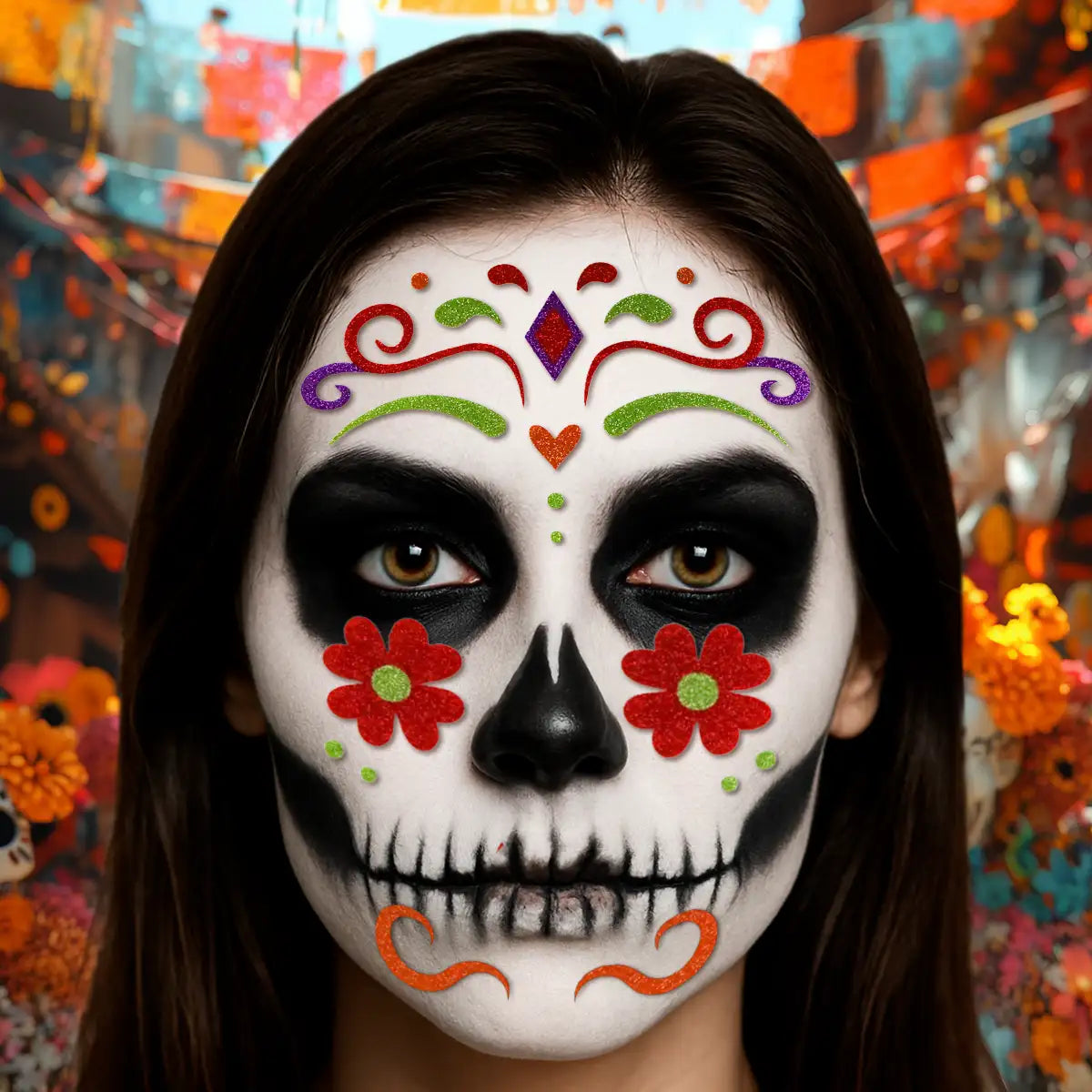 Maquillaje de Catrina, Flor, Sticker