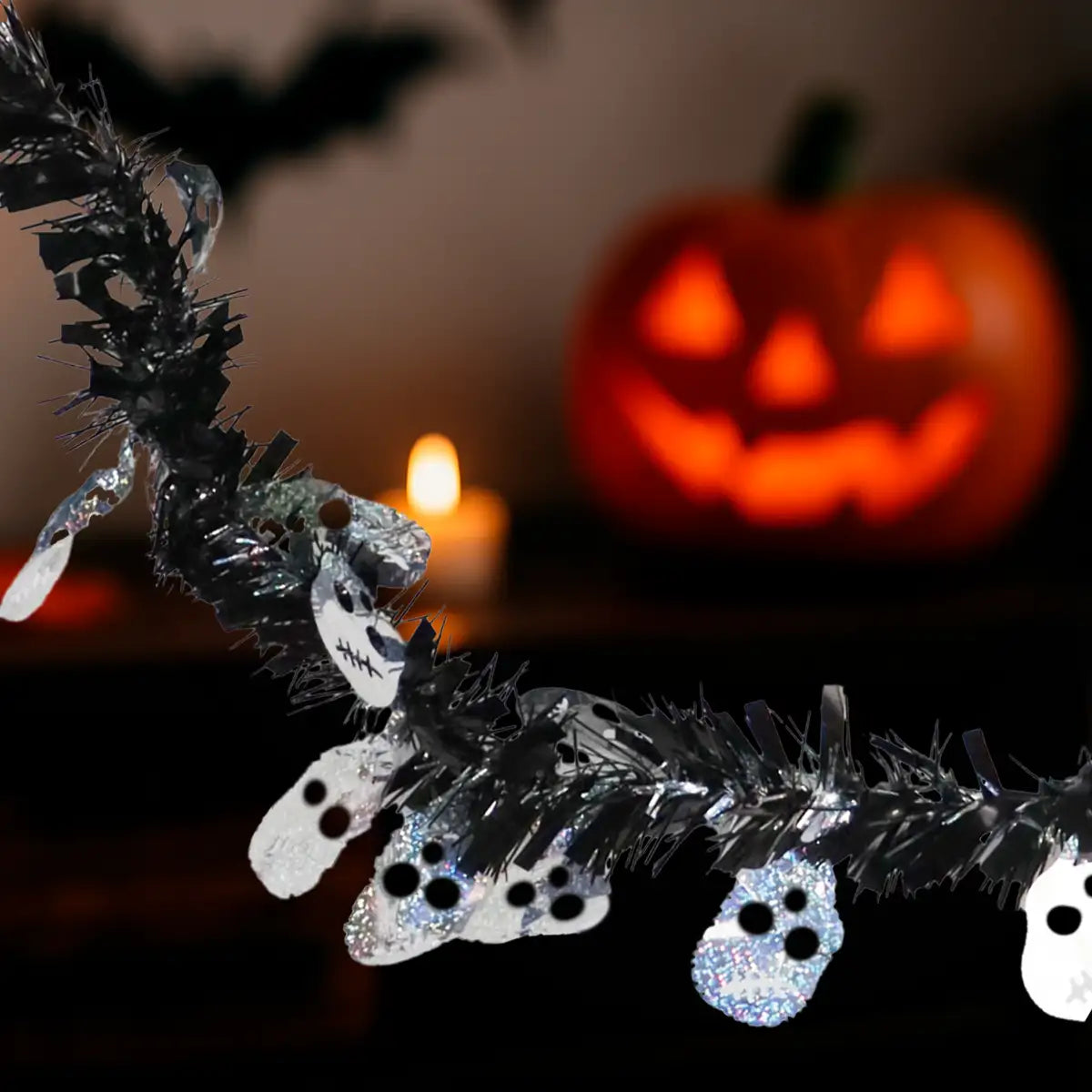 Guirnalda de Tinsel, Halloween, Color Negro