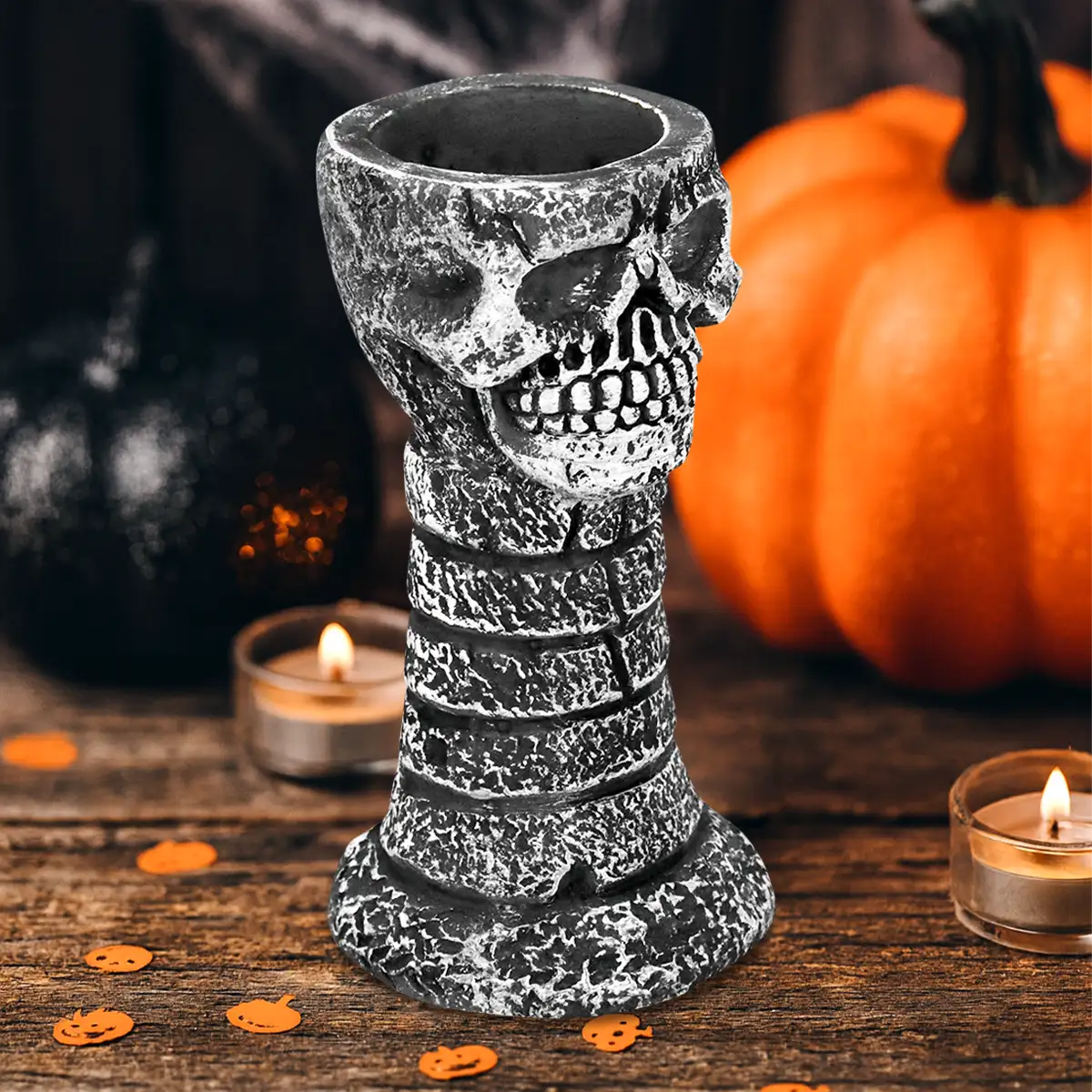 Calavera, Portavela, Color Gris