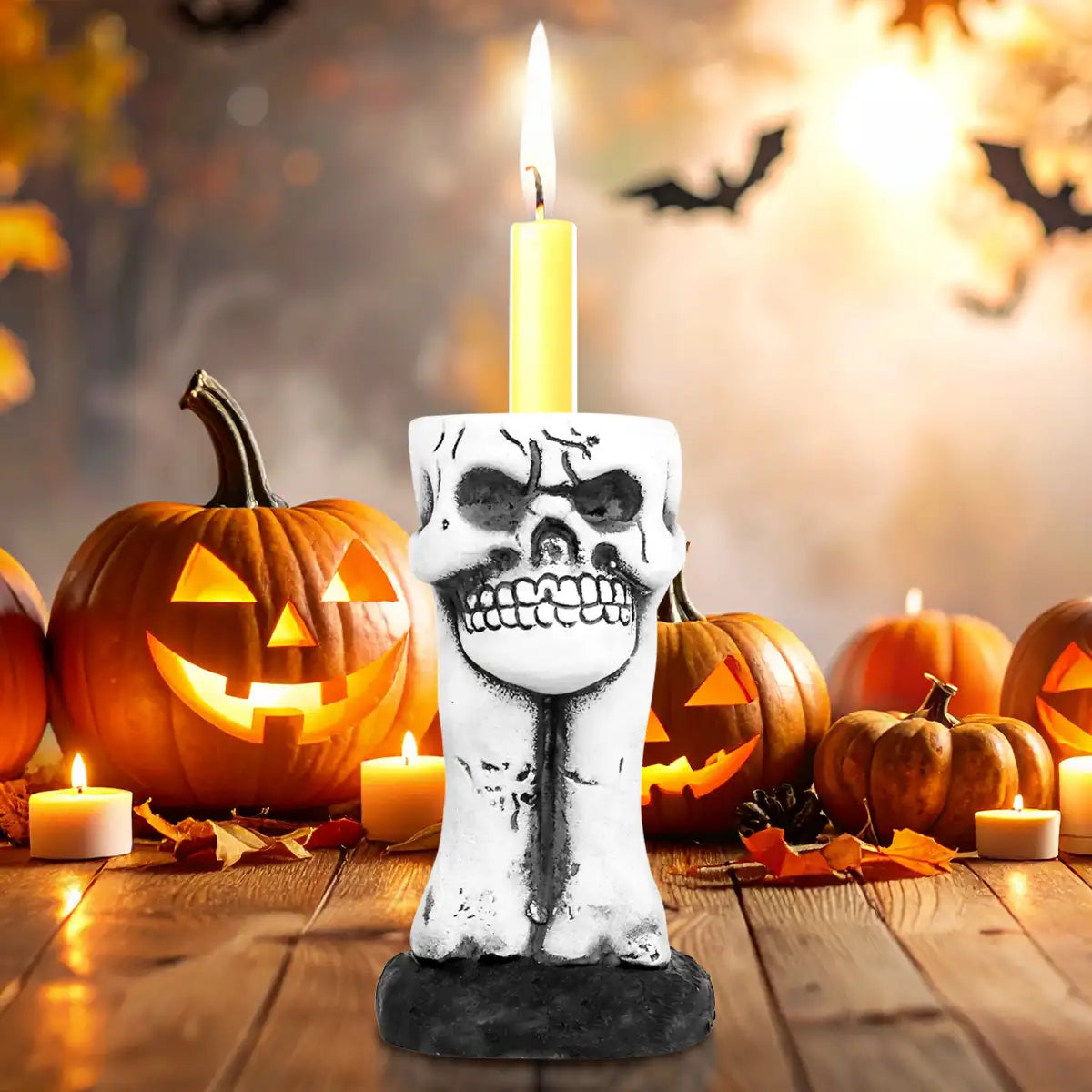 Calavera, Portavela, Color Blanco