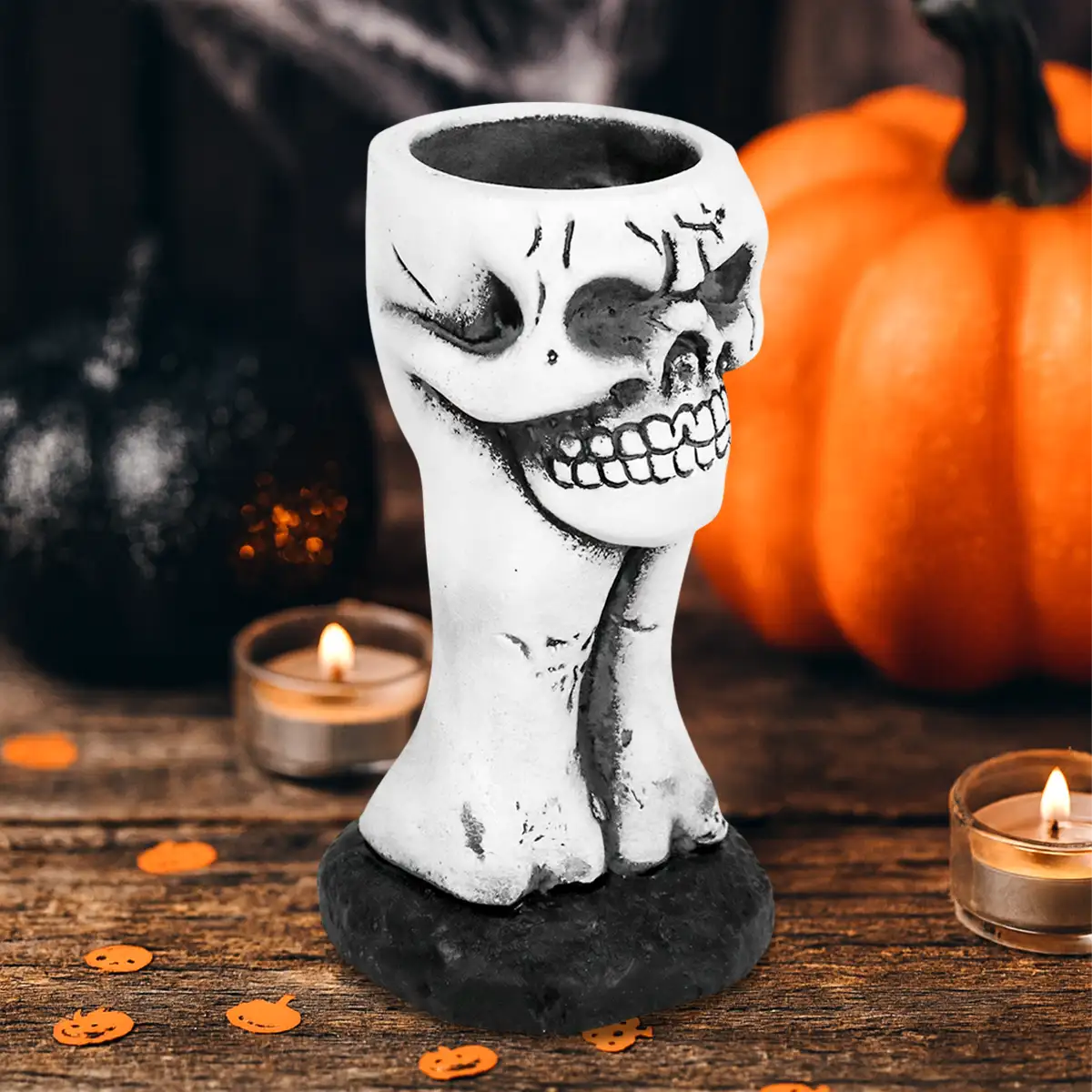 Calavera, Portavela, Color Blanco