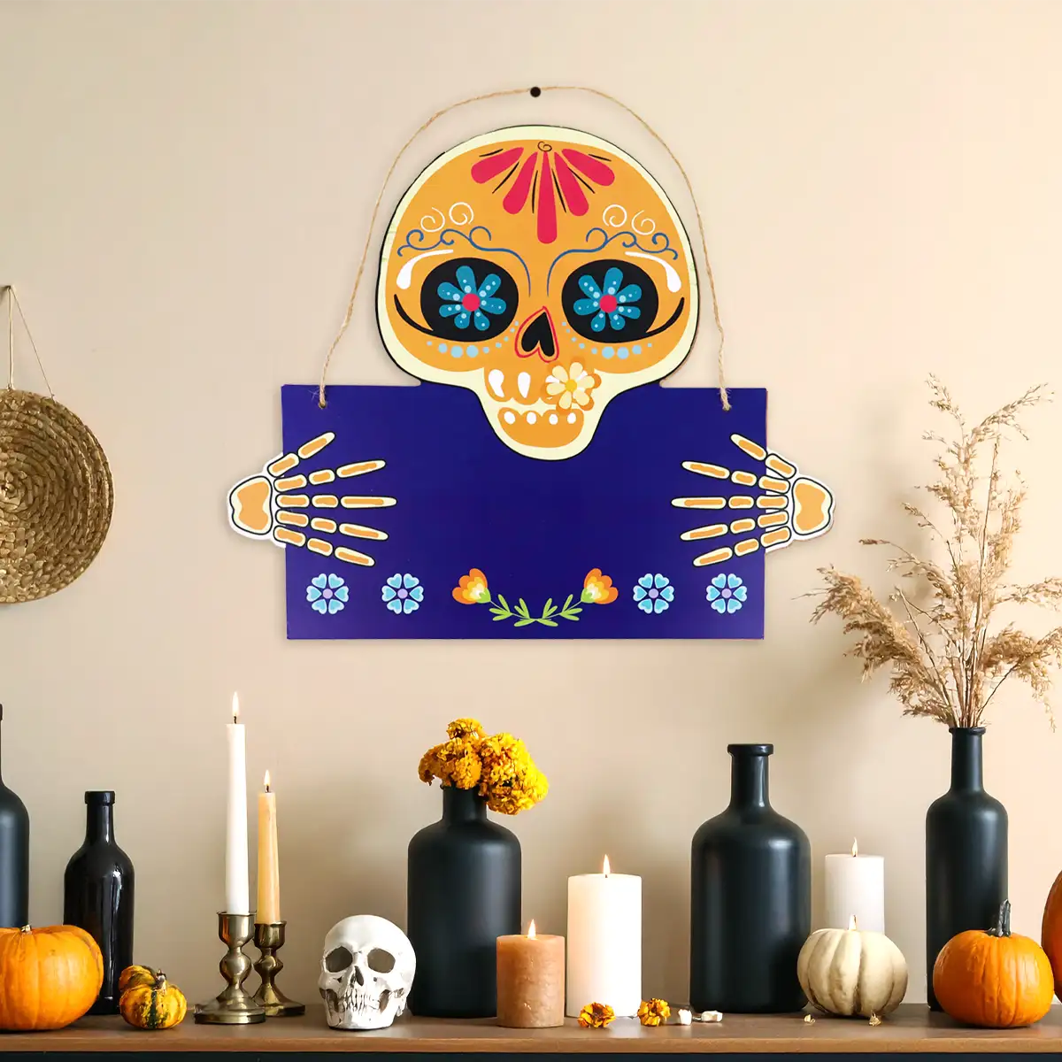 Calavera, Letrero de MDF, Colores