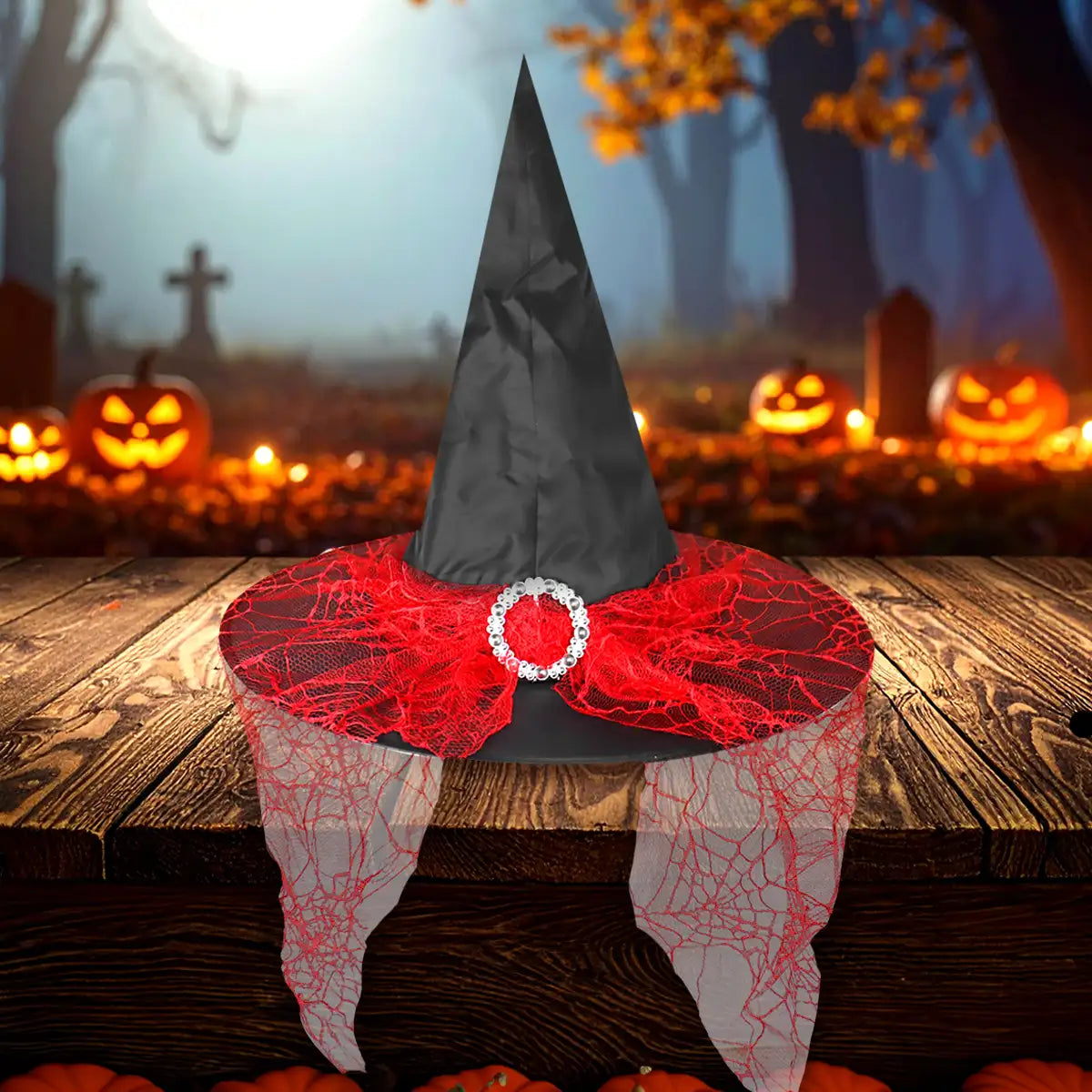 Sombrero con Velo, Disfraz, Color Rojo