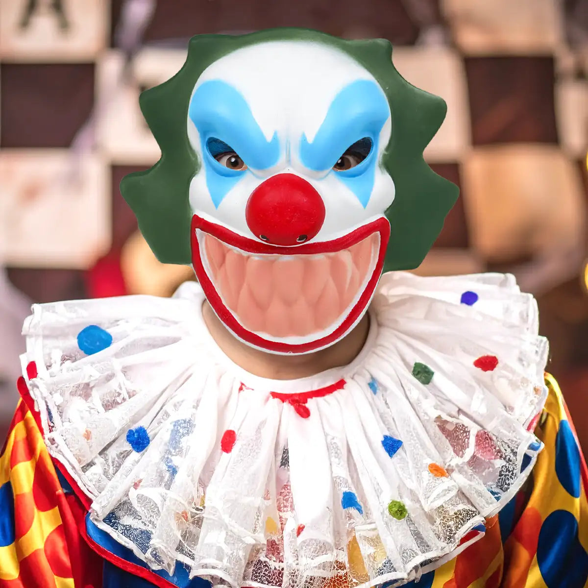 Máscara Payaso, Cabello Verde, Disfraz de Halloween