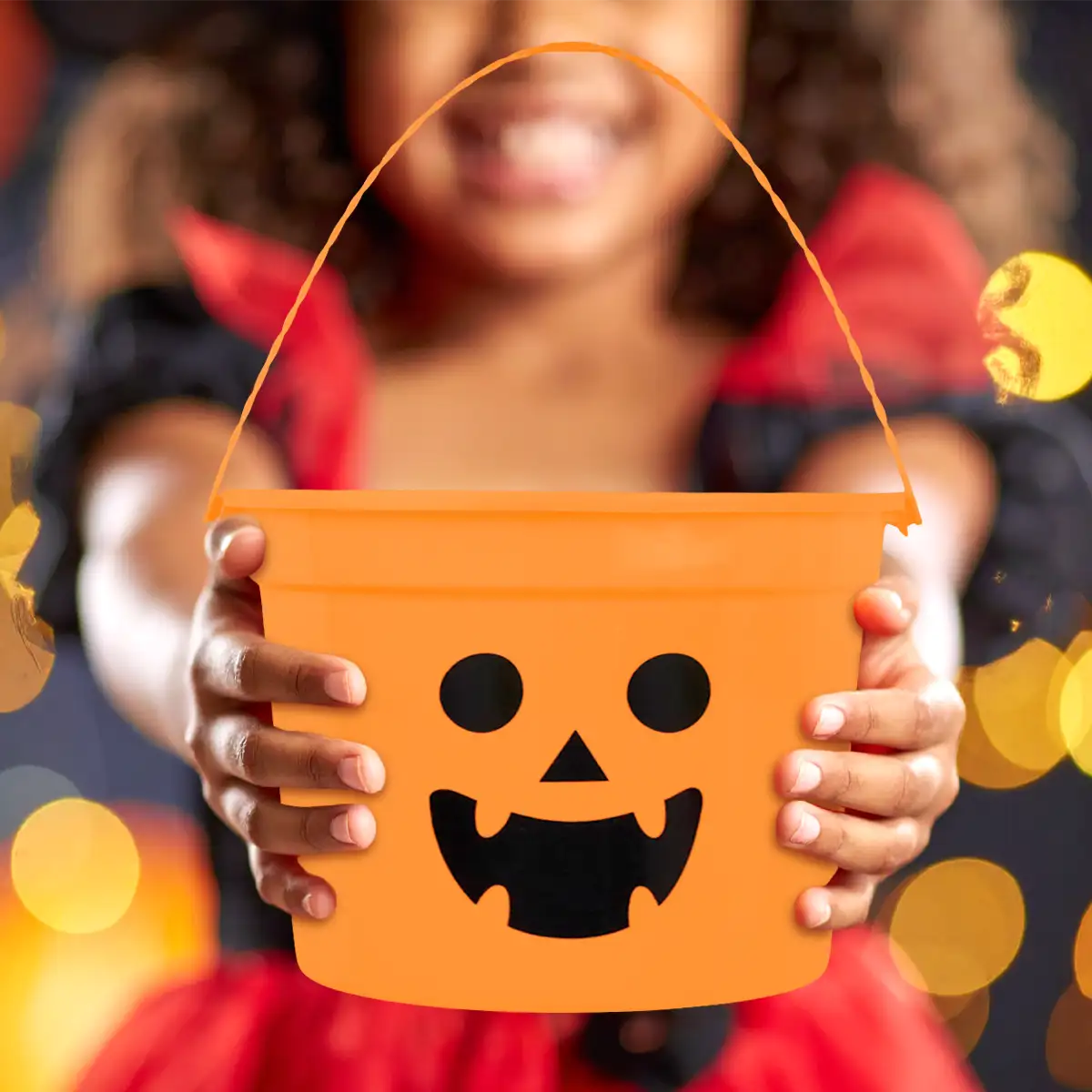 Cubeta de Plástico para Dulces, Color Naranja
