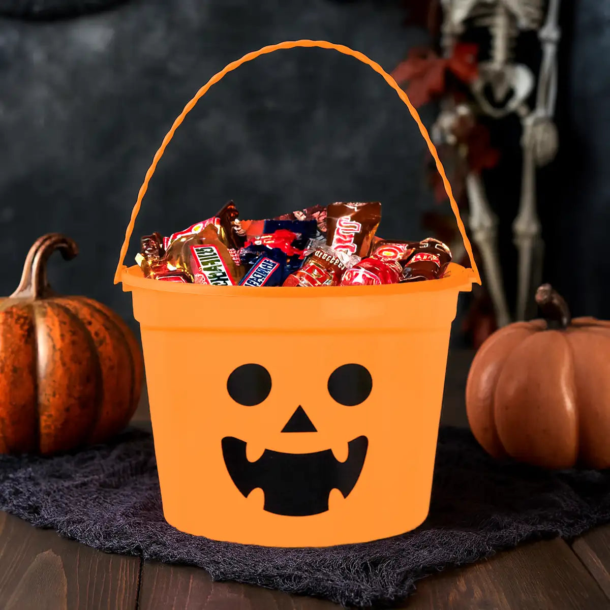 Cubeta de Plástico para Dulces, Color Naranja