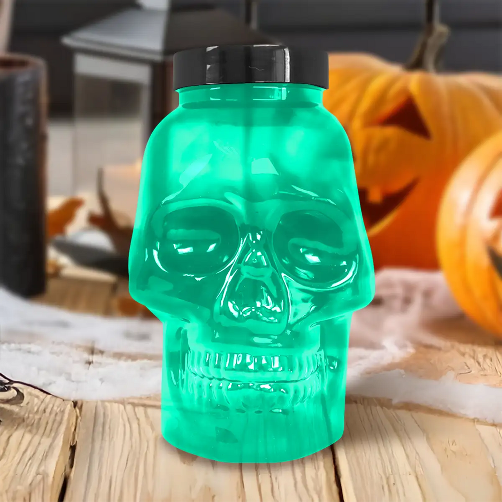 Calavera, Vaso de Plástico con Luz, Color Verde