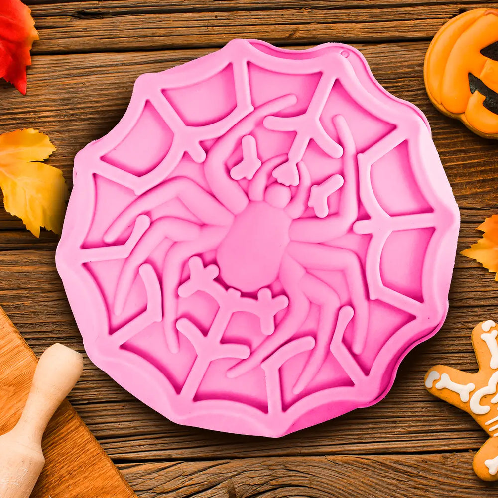 Telaraña, Molde de Silicón, Halloween, Color Rosa