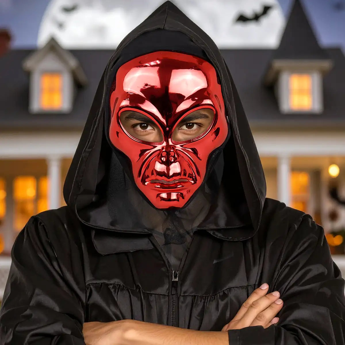 Máscara Alien, Color Rojo, Disfraz de Halloween