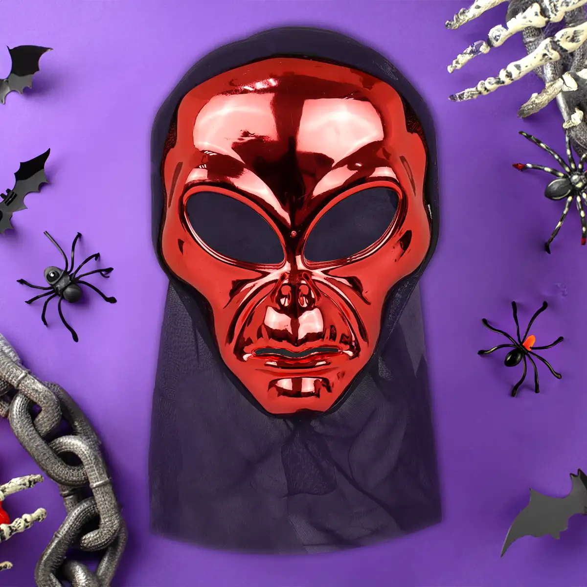 Máscara Alien, Color Rojo, Disfraz de Halloween