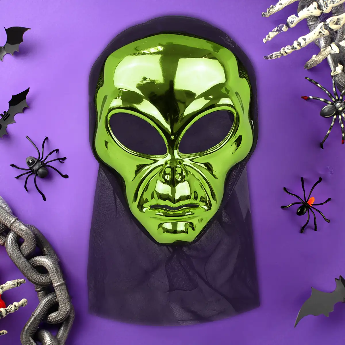 Máscara Alien, Color Verde, Disfraz de Halloween