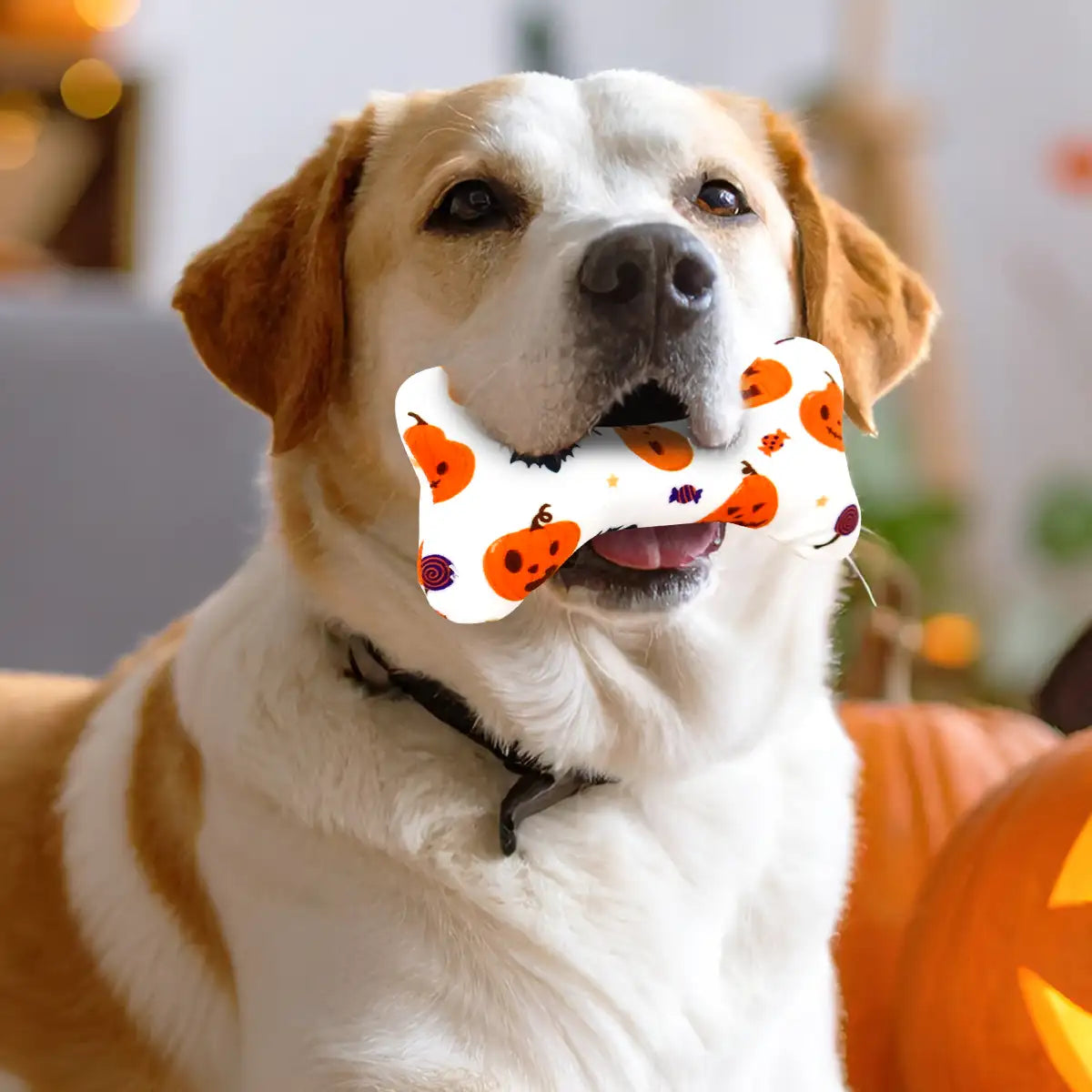 Hueso Juguete para Perro, Halloween, Color Blanco