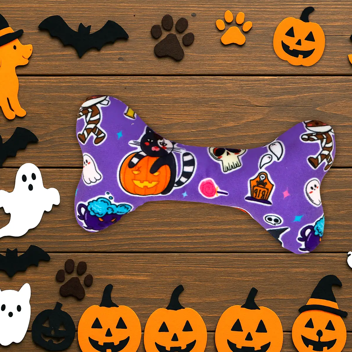 Hueso Juguete para Perro, Halloween, Color Morado