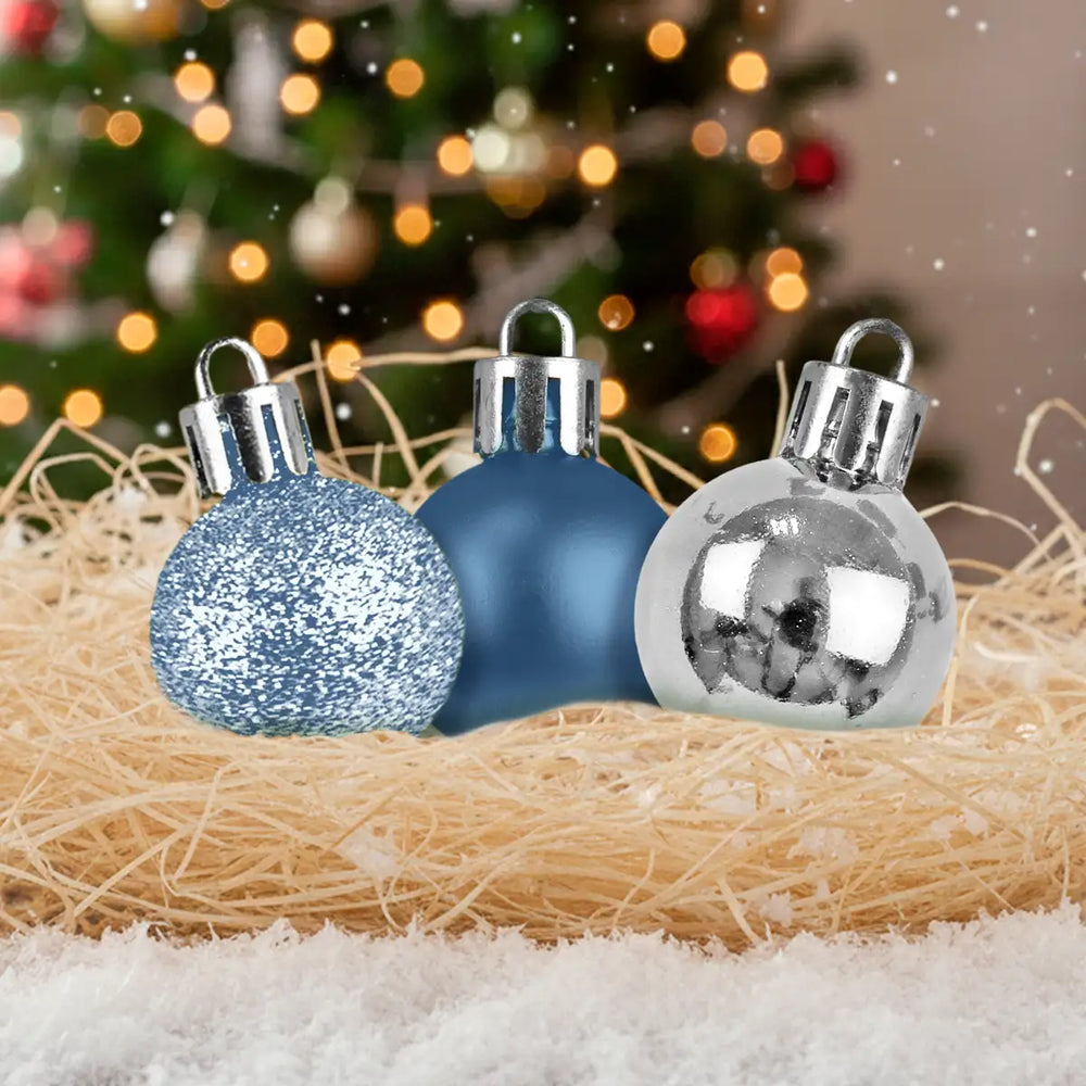 Kit de Esferas Navideñas, 9 pzas, Color Azul