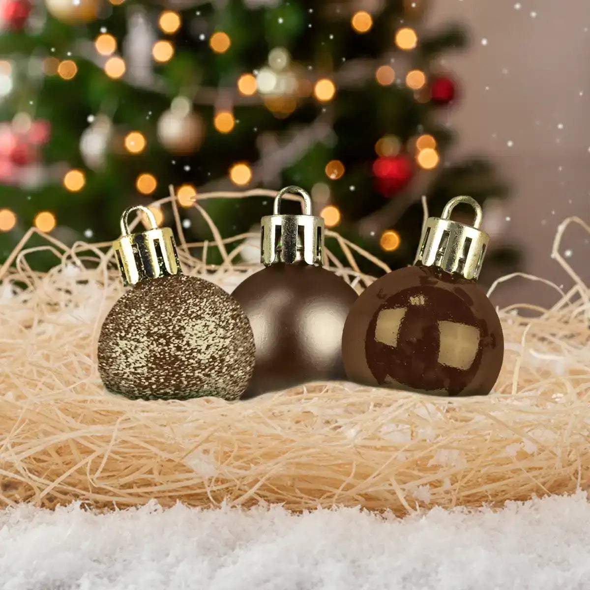 Kit de 12 Esferas Navideñas, Color Cobre