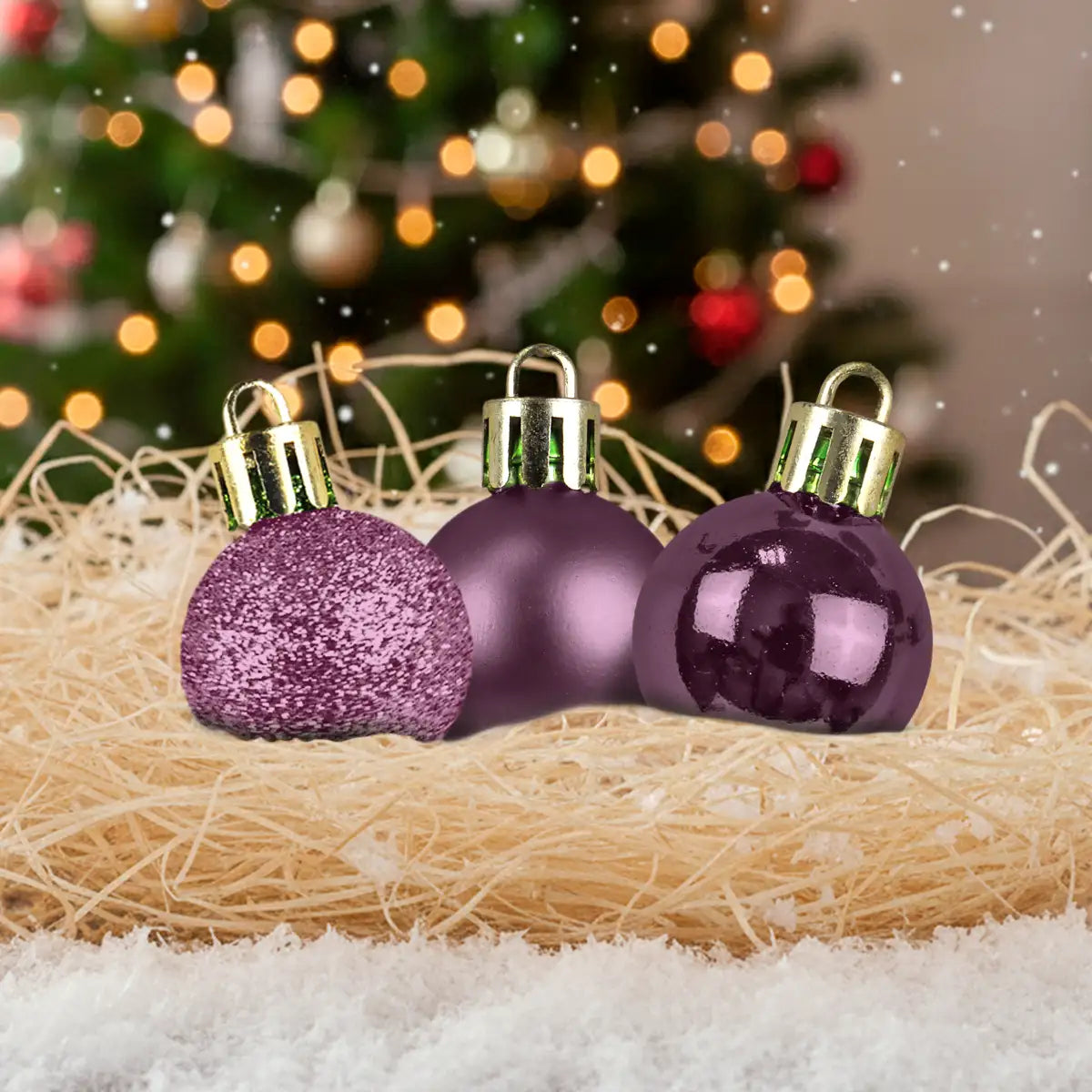 Kit de 12 Esferas Navideñas, Color Rosa