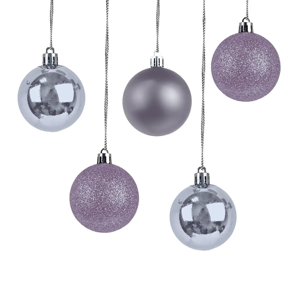 Kit de 5 Esferas Navideñas, Color Lila