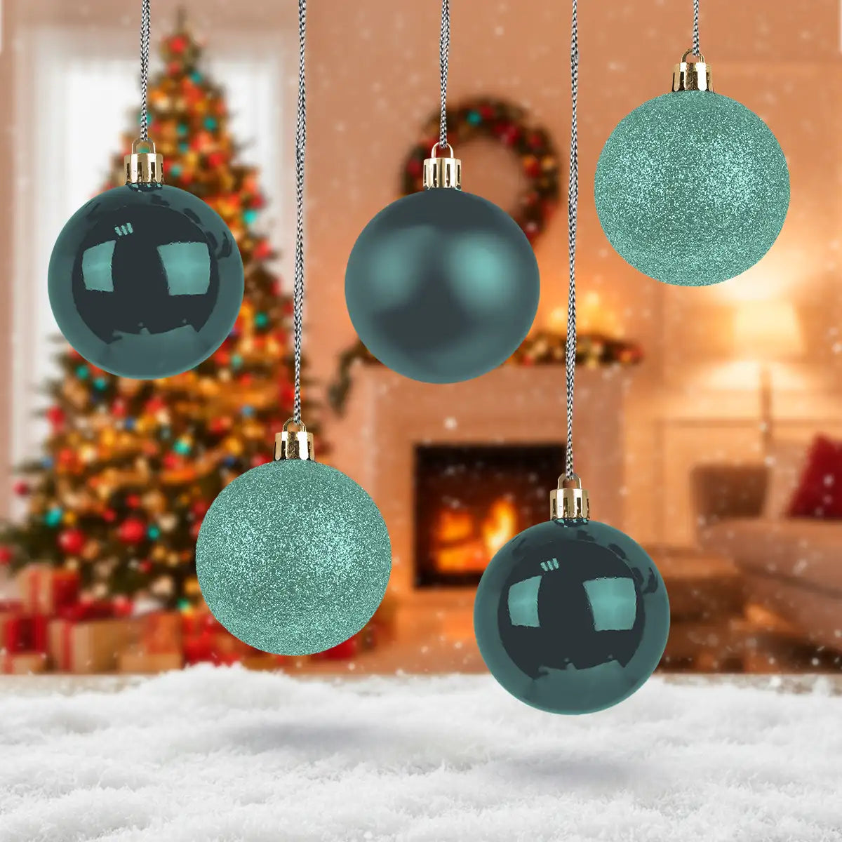 Kit de 5 Esferas Navideñas, Color Verde