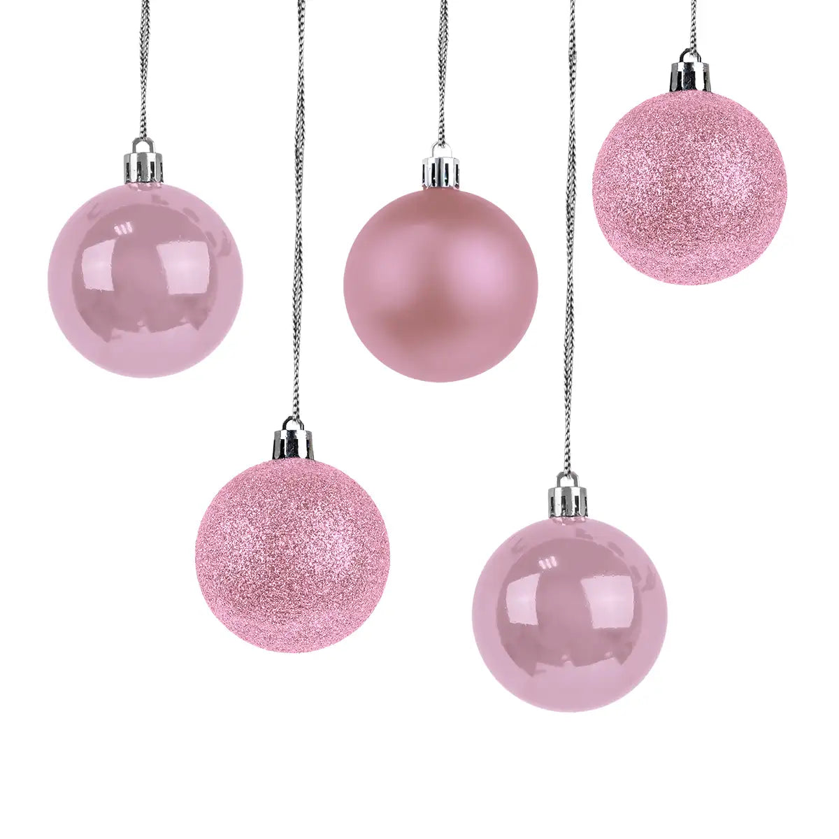 Kit de 5 Esferas Navideñas, Color Rosa
