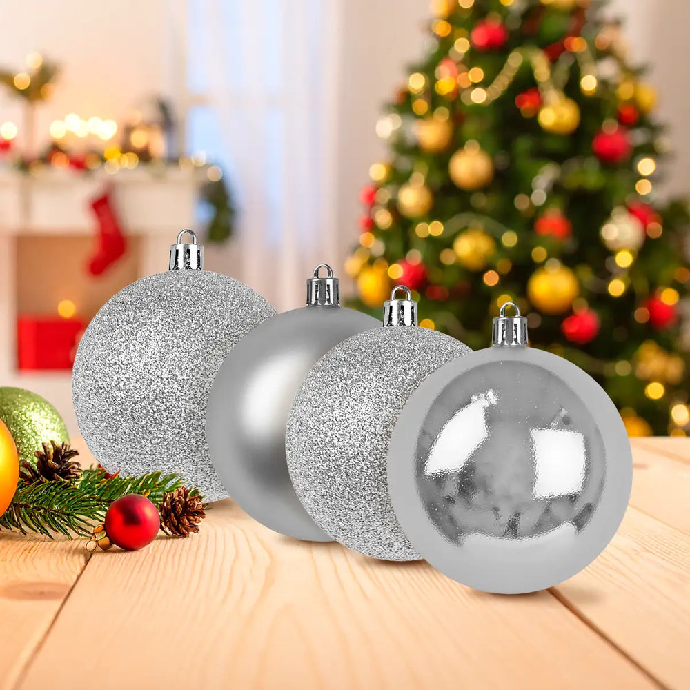 Kit de Esferas Navideñas, 4 pzas, Color Plata