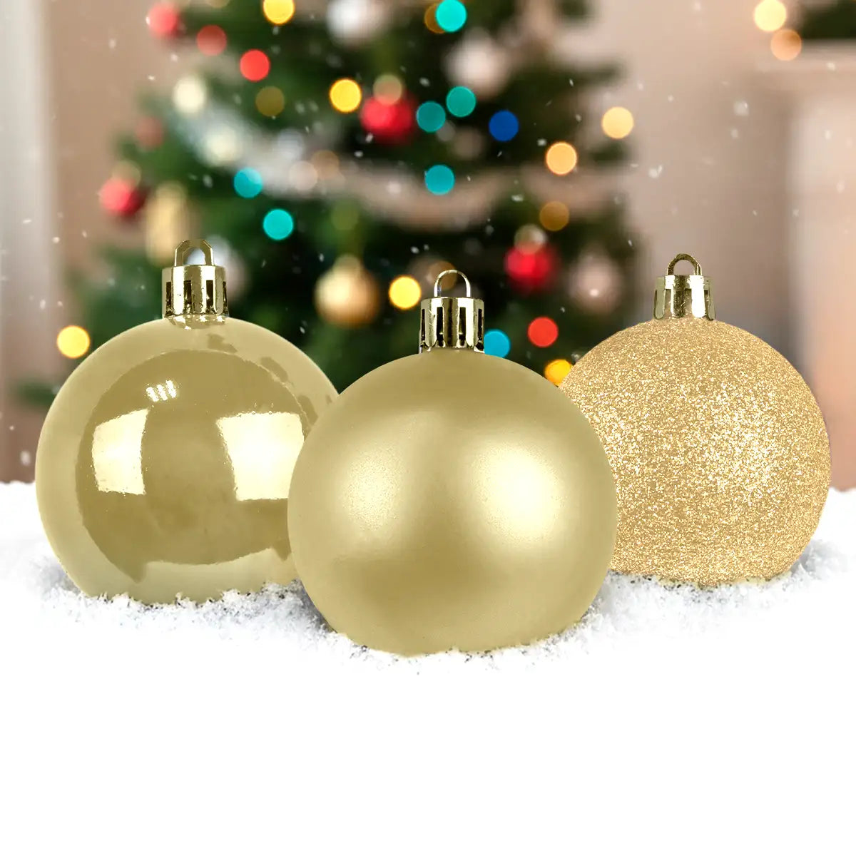 Kit de 30 Esferas Navideñas, Color Dorado