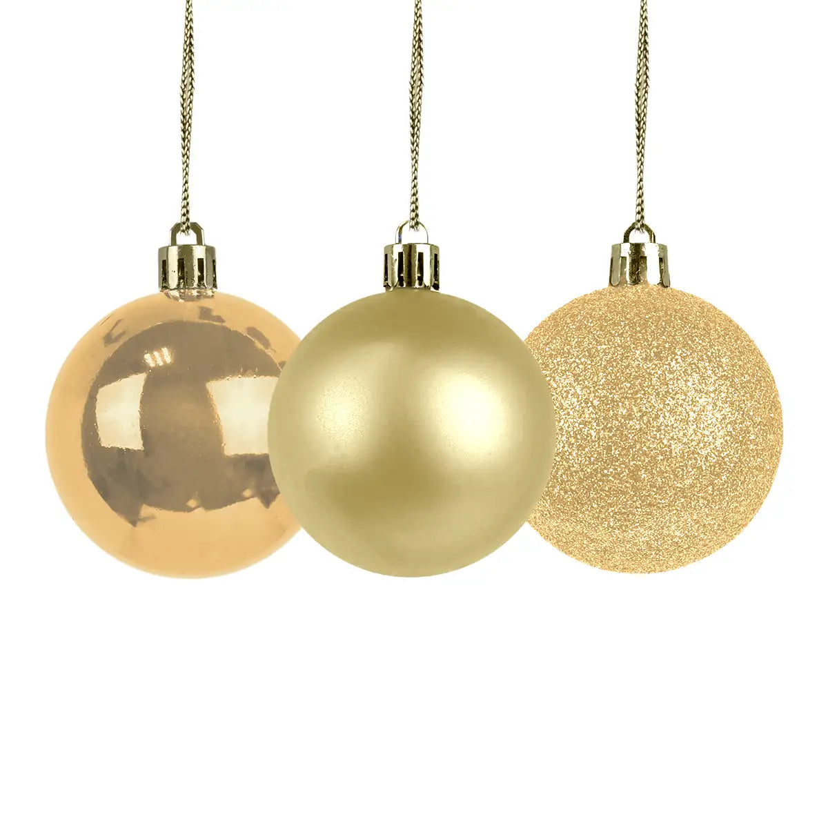 Kit de 30 Esferas Navideñas, Color Dorado