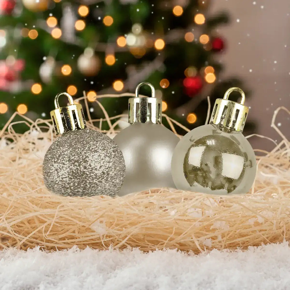 Kit de Esferas Navideñas, 9 pzas, Color Champagne