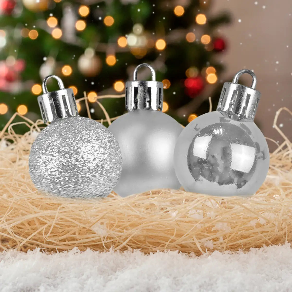 Kit de Esferas Navideñas, 9 pzas, Color Plata