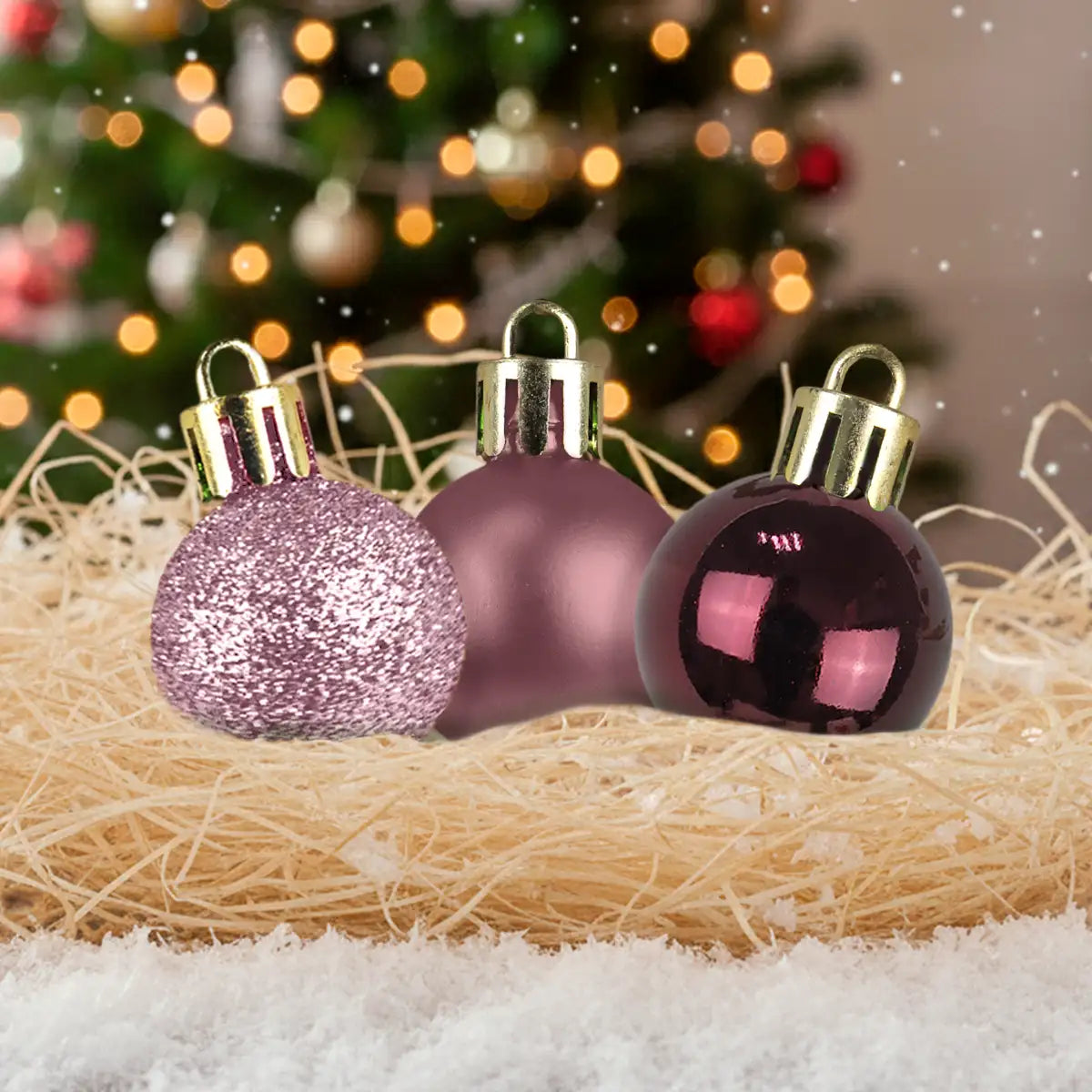 Kit de Esferas Navideñas, 9 pzas, Color Vino