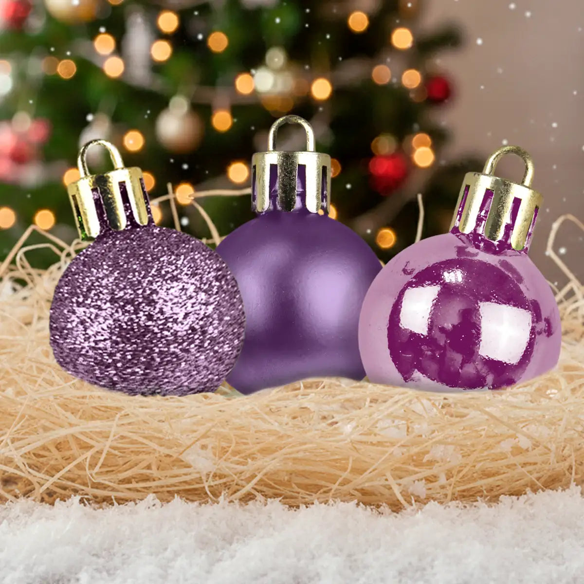 Kit de Esferas Navideñas, 9 pzas, Color Morado