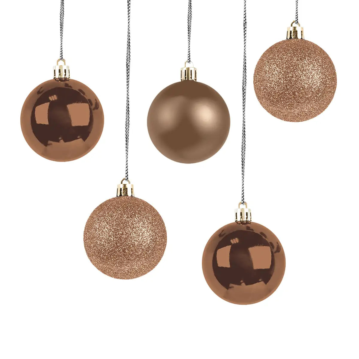 Kit de Esferas Navideñas, 5 pzas, Color Cobre