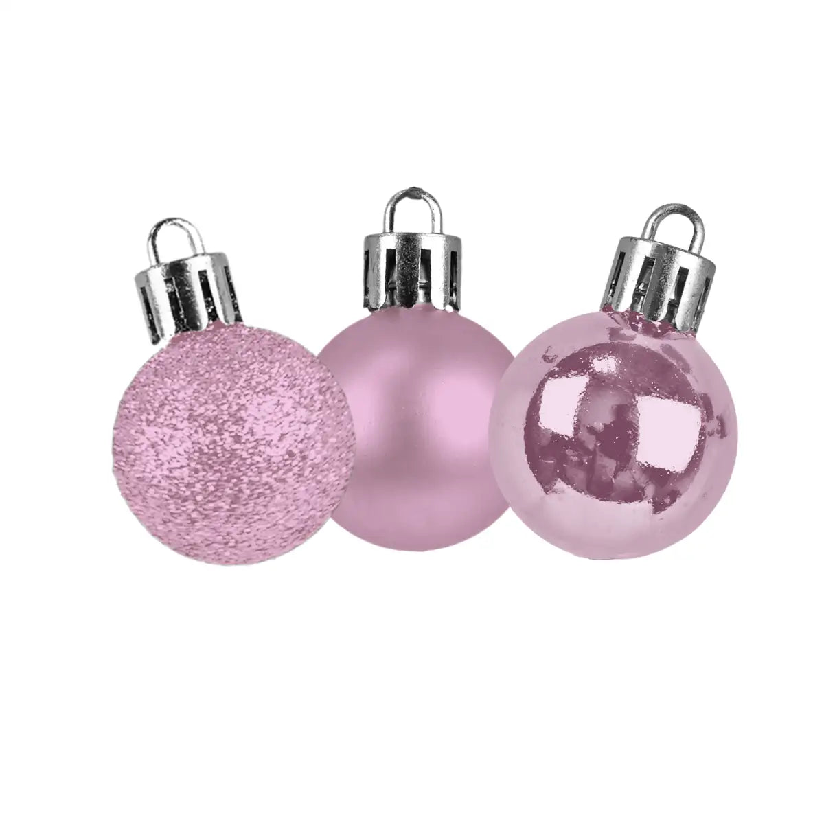 Kit de 12 Esferas Navideñas, Color Rosa Claro