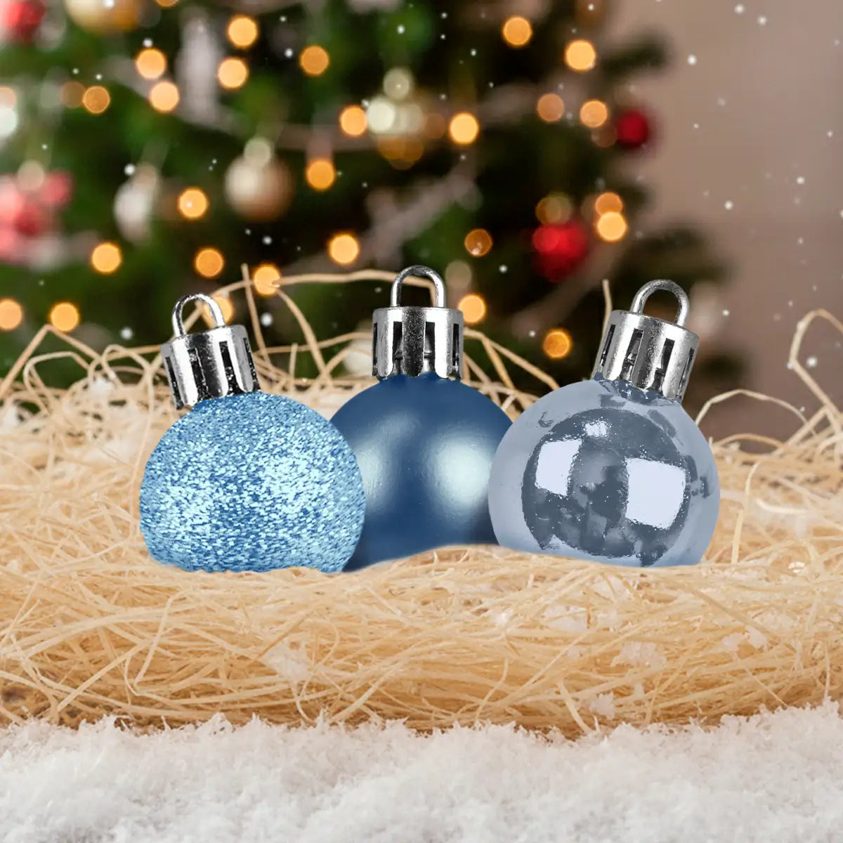 Kit de 12 Esferas Navideñas, Color Azul