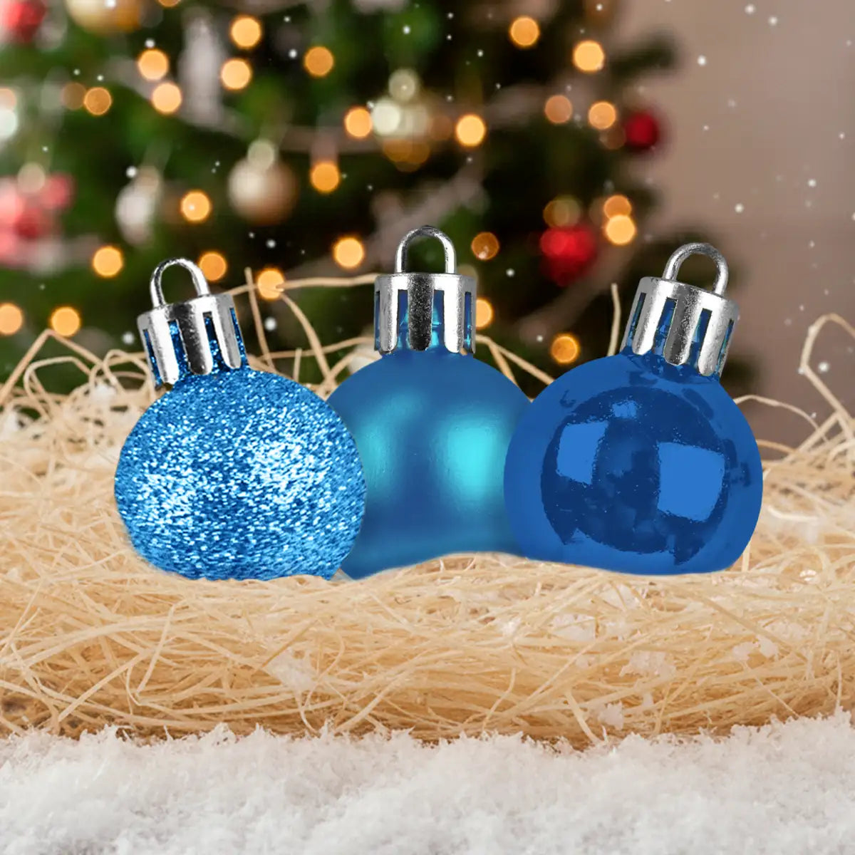 Kit de Esferas Navideñas, 12 pzas, Color Azul