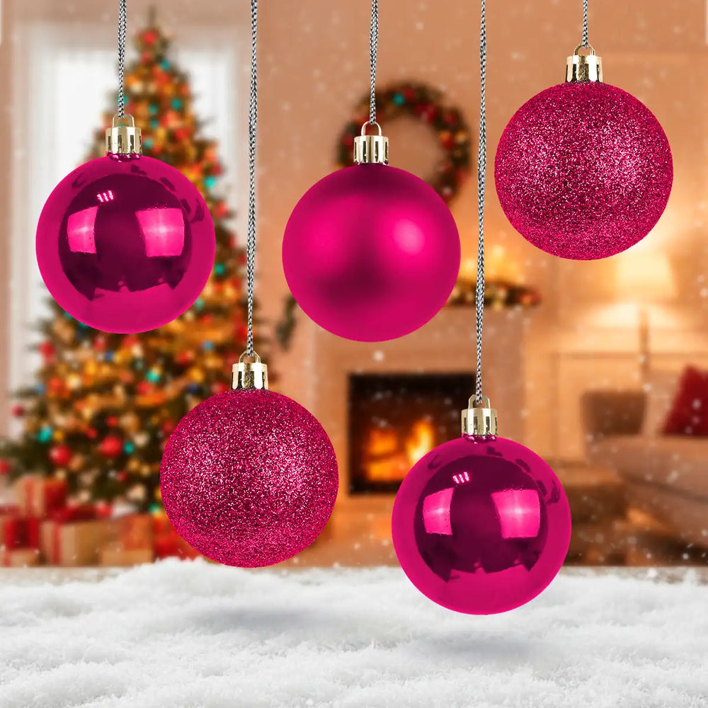 Kit de Esferas Navideñas, 5 pzas, Color Rojo